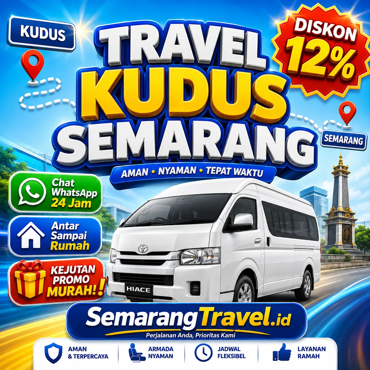 Harga Travel Kudus Semarang Door To Door Belum Pernah Semurah Ini, Diskon Tiket 12%