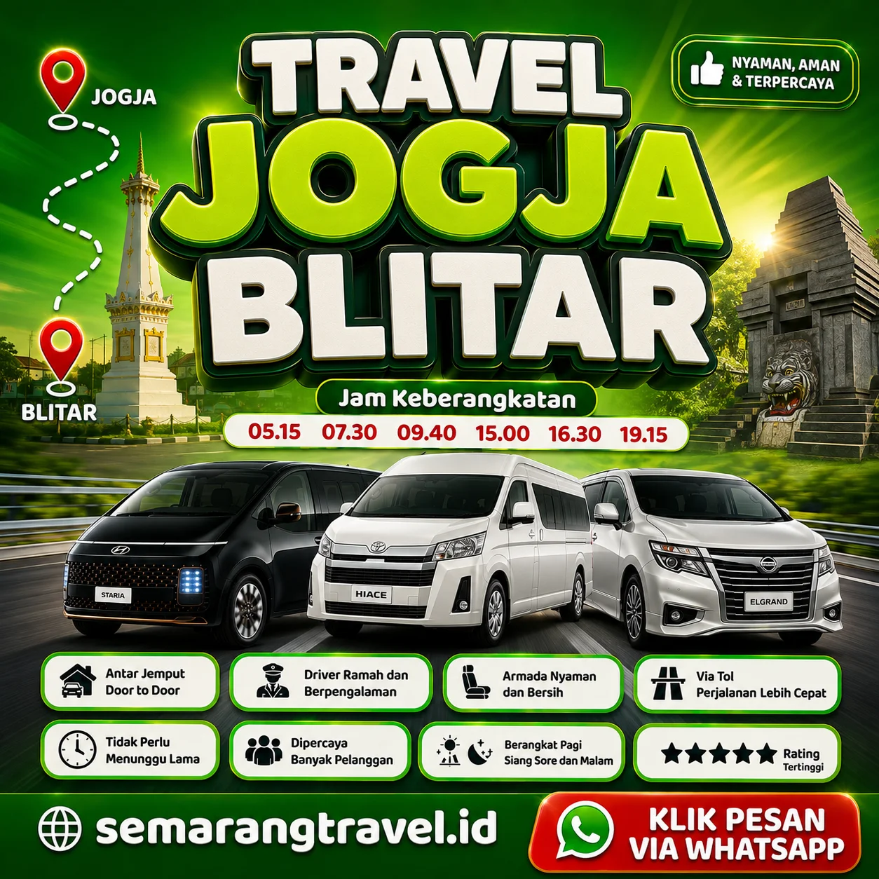 Travel Jogja Ke Blitar, Jadwal Berangkat Pagi Sampe Malam