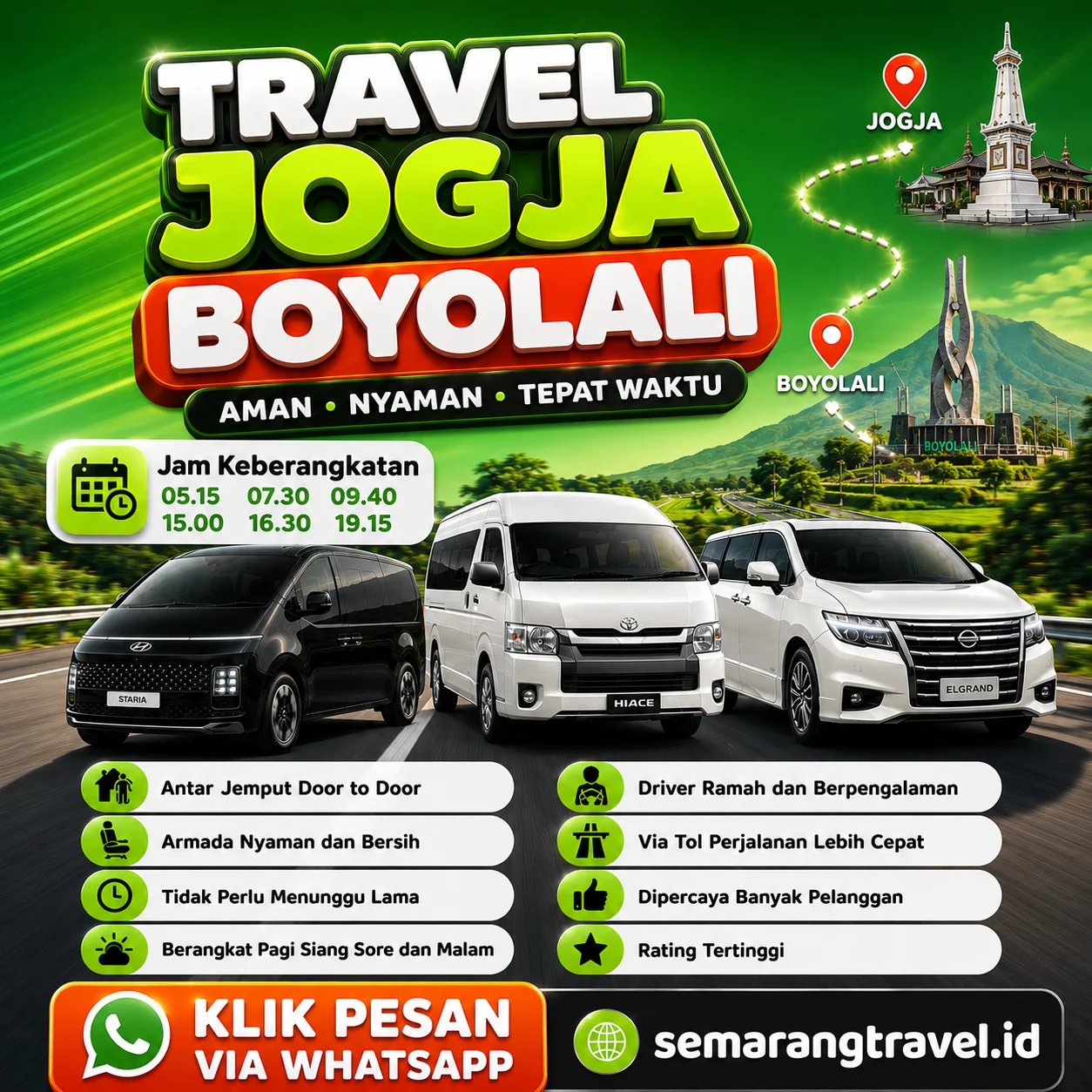 Travel Jogja Boyolali Door To Door, Jadwal Berangkat Pagi Sampe Malam