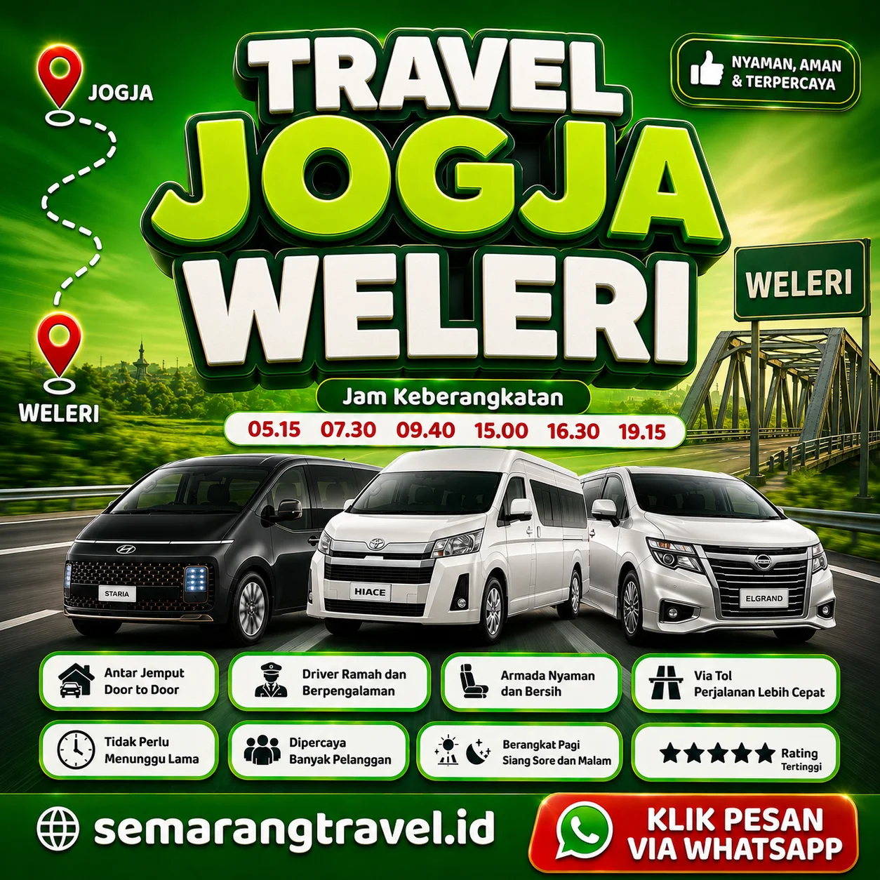 Travel Jogja Ke Weleri, Jadwal Berangkat Pagi Sampe Malam