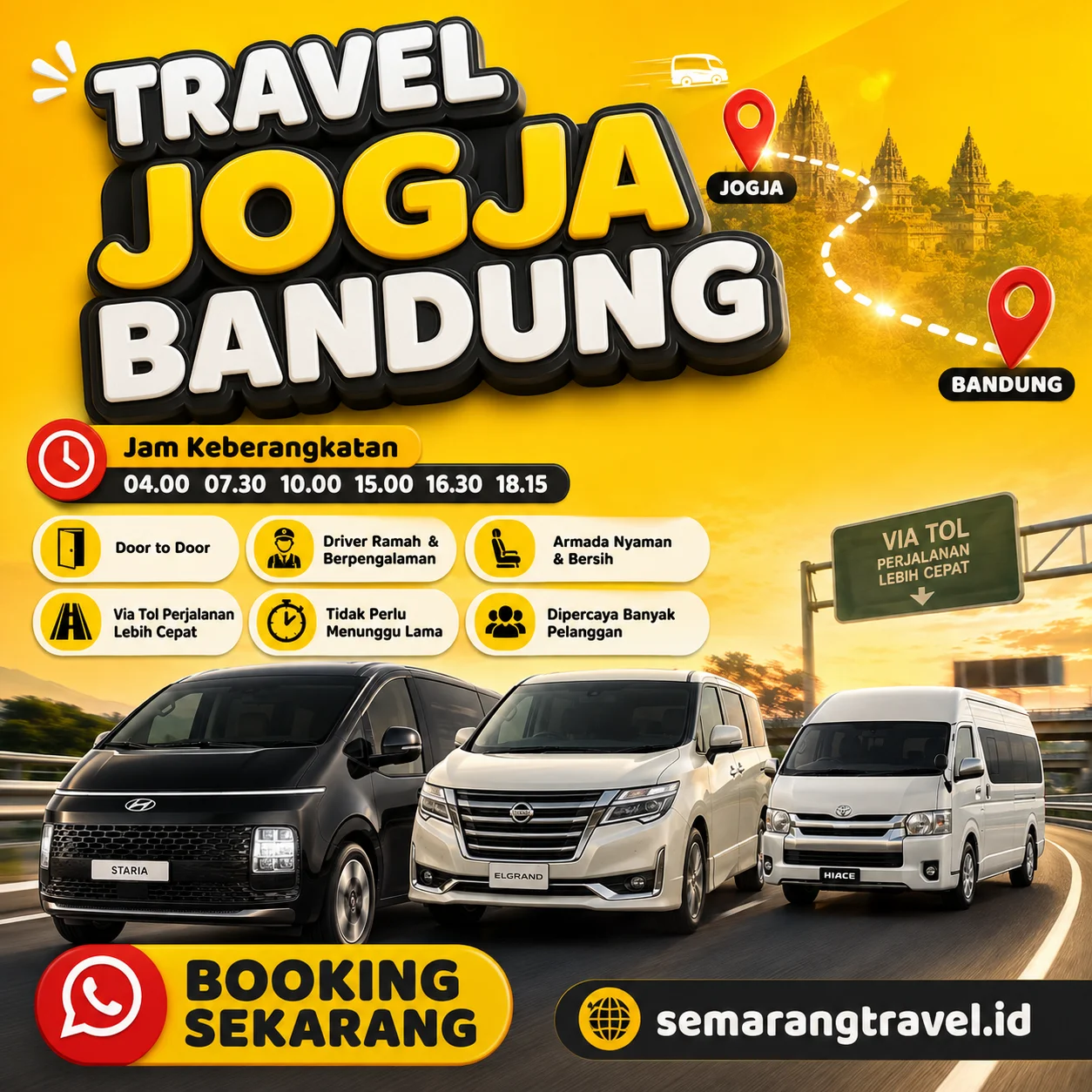 Travel Jogja Ke Bandung Via Tol, Jadwal Berangkat Pagi Sampe Malam 24 Jam