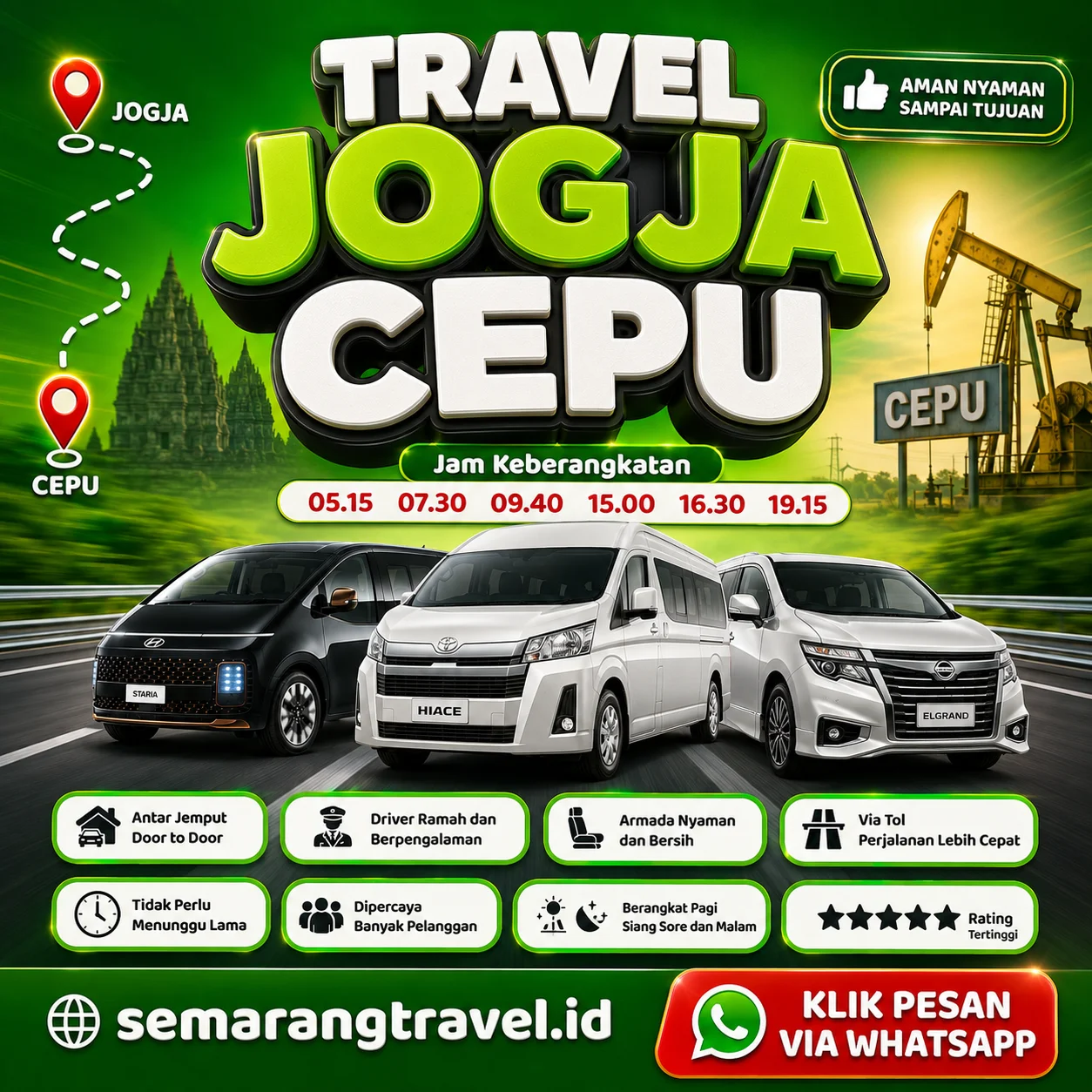 Travel Jogja Ke Cepu, Jadwal Berangkat Pagi Sampe Malam