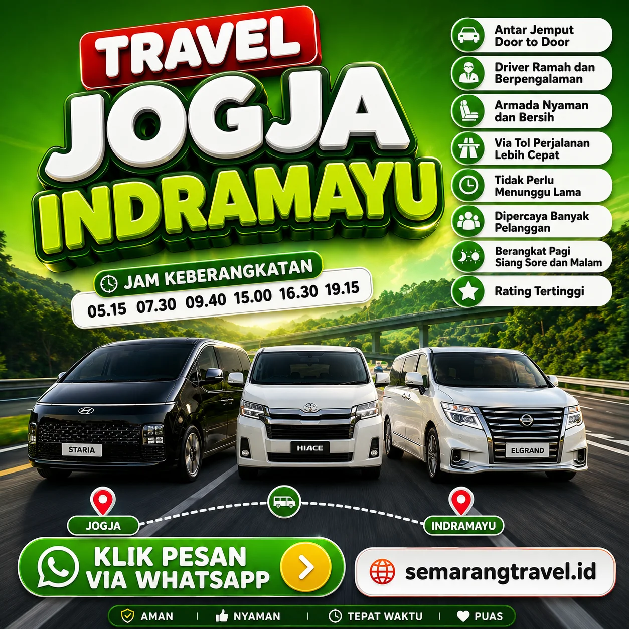 Travel Jogja Ke Indramayu, Jadwal Berangkat Pagi Sampe Malam