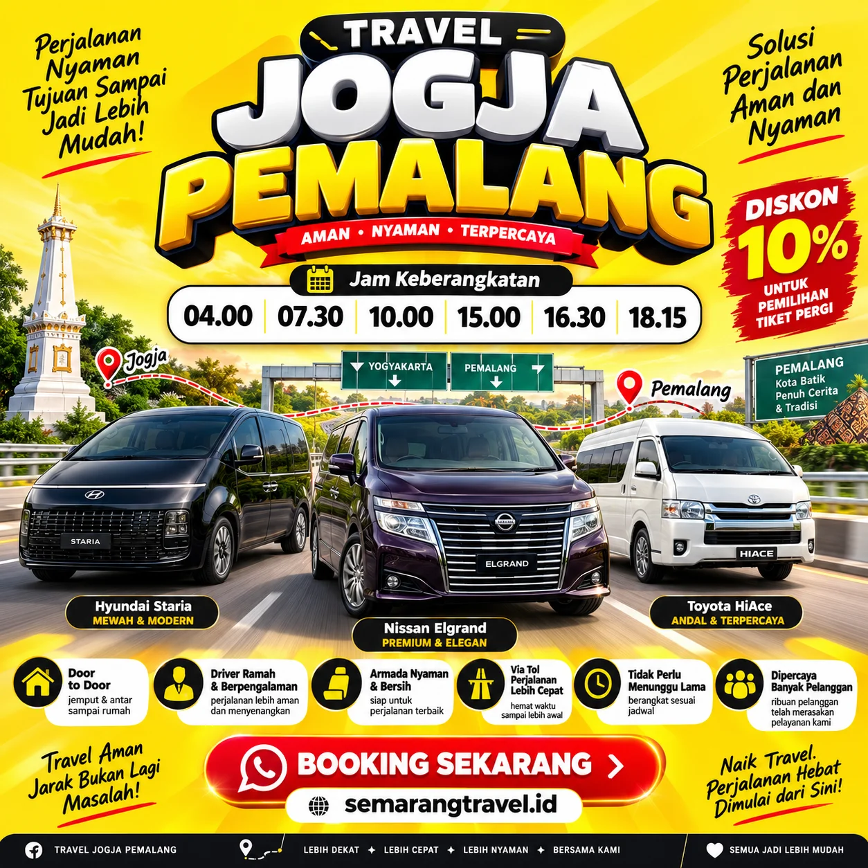 Mobil Travel Jogja Ke Pemalang, Jadwal Berangkat Pagi Sampe Malam