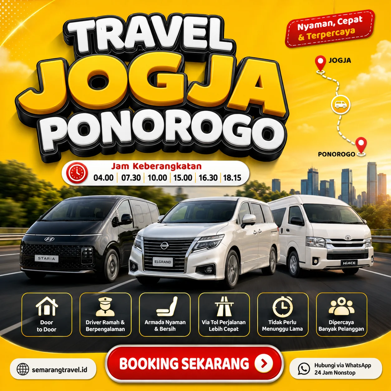 Travel Jogja Ke Ponorogo, Jadwal Berangkat Pagi Sampe Malam